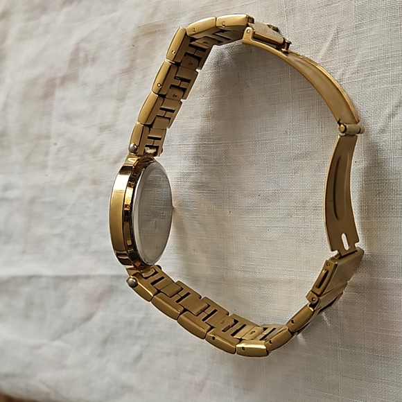 Peugeot Women's Round Crystal Gold Watch With Gold Strap Link Band - Picture 5 of 8